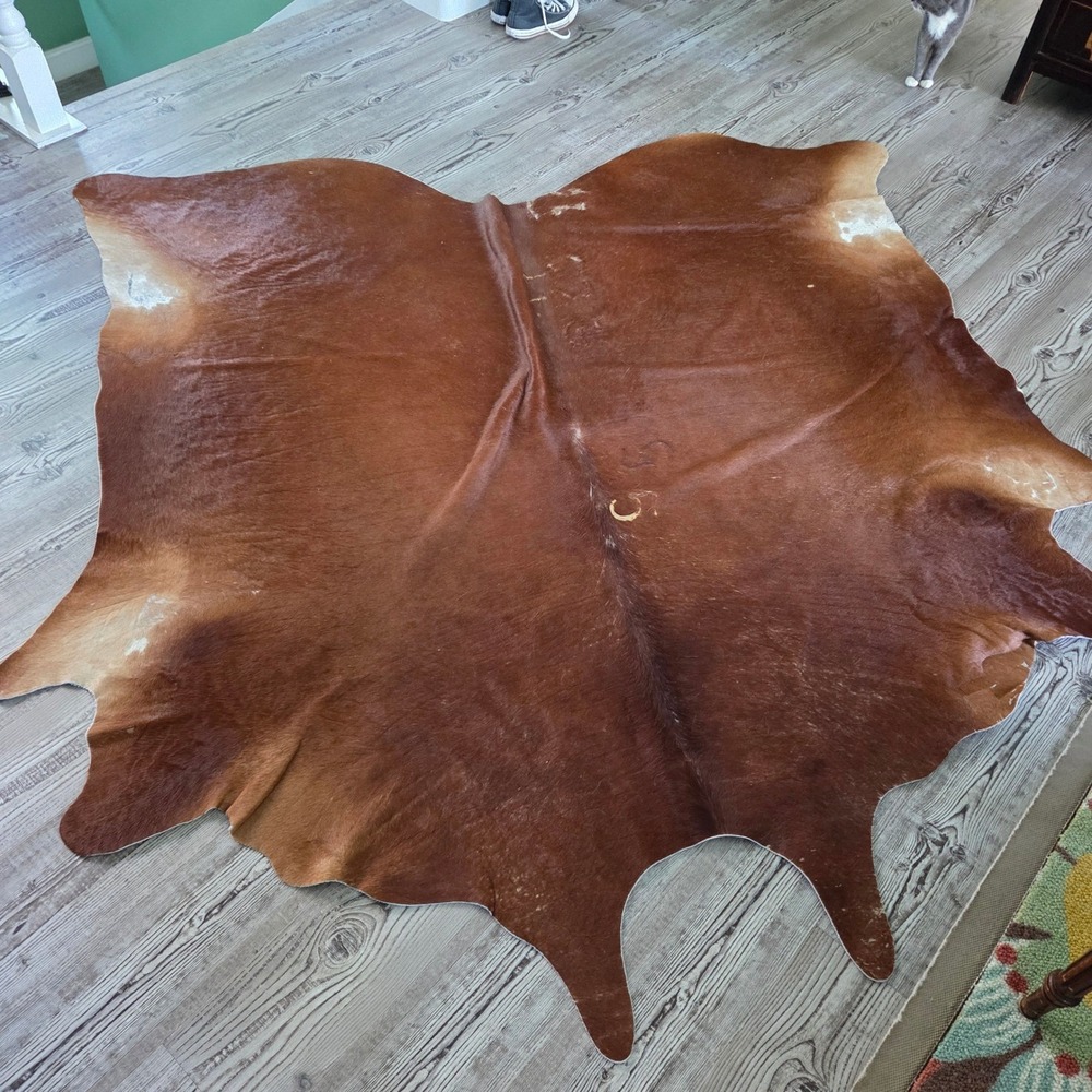 VTG IKEA Koldby Cowhide Rug Brown Large Natural Leather Hide Argentina 83x72 - Picture 9 of 16